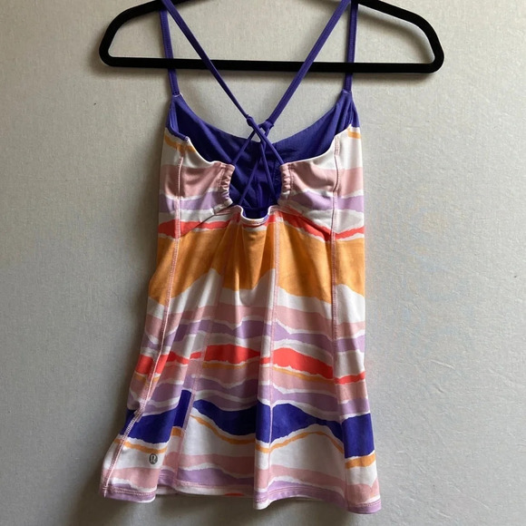 Lululemon Athletica  Dancing Warrior Tank Top Bleacher Stripe White Iris Sz 6 - Picture 2 of 13